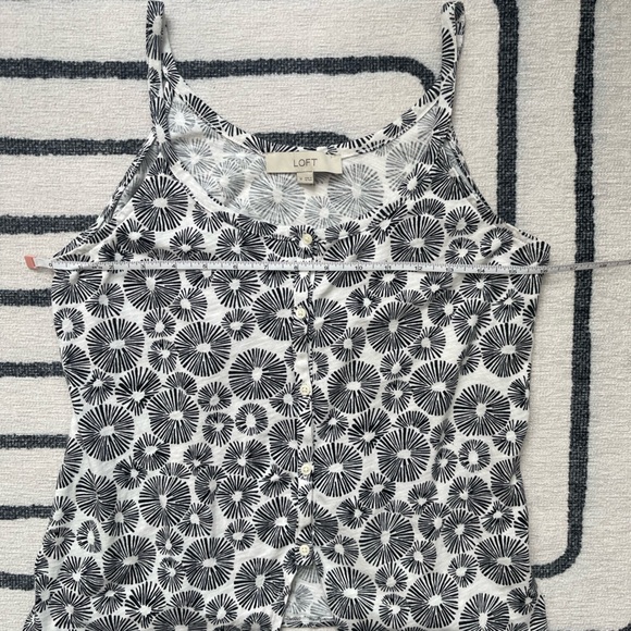 Loft Tie front black and white button down lightweight spaghetti strap top - Picture 5 of 6